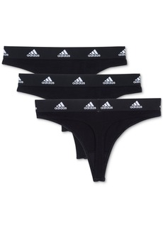 adidas Intimates Women's 3-Pk. Active Comfort Cotton Thong Underwear 4A3P79 - Black
