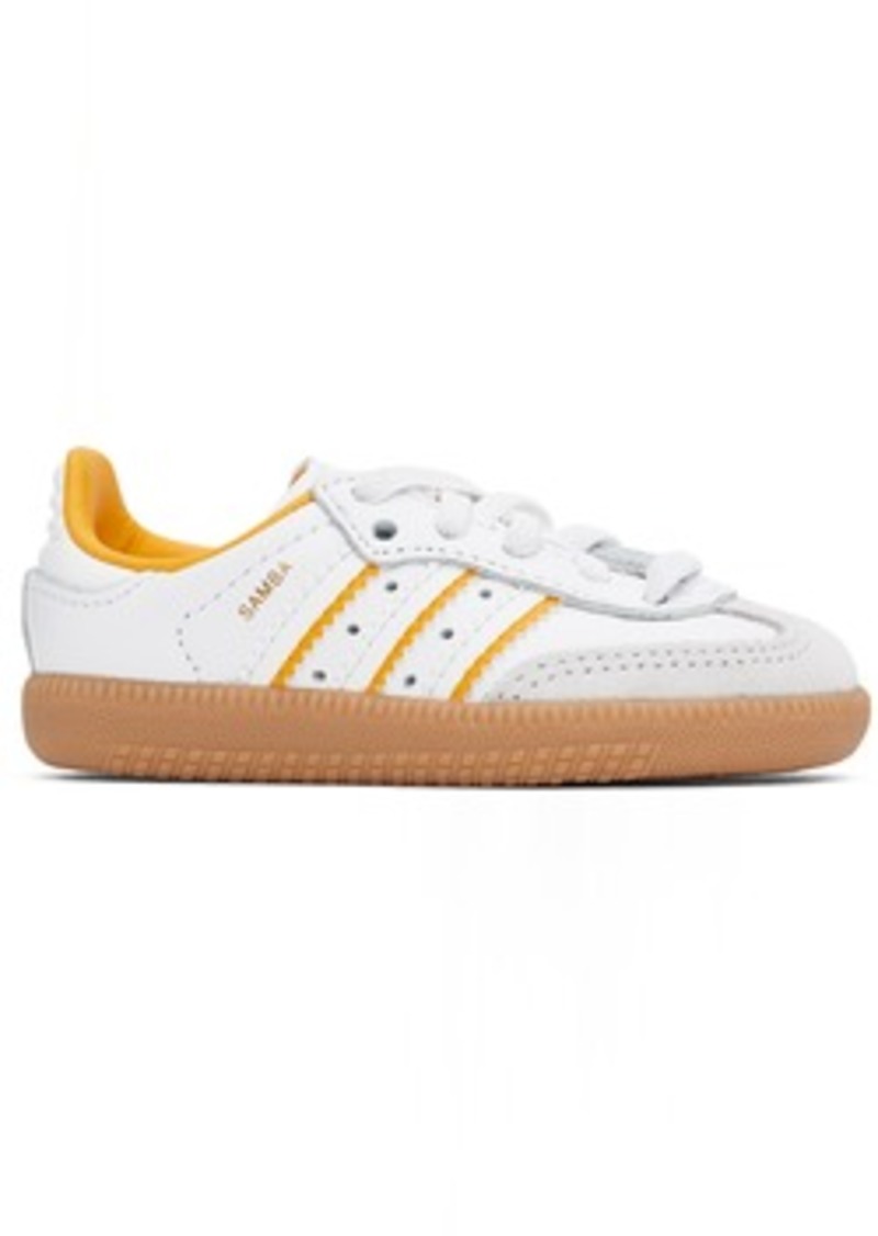 adidas Kids Baby White & Yellow Samba OG Sneakers