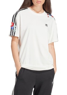 adidas Lifestyle 3-Stripes Floral Embroidered Cotton T-Shirt