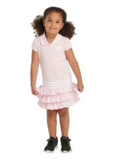 adidas Little & Toddler Girls Short Sleeve Ruffle Polo Dress - Clear Pink
