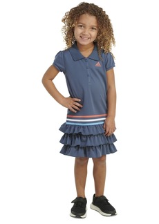 adidas Little & Toddler Girls Short-Sleeve Ruffled Polo Dress - Preloved Ink