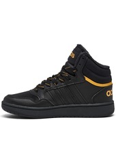adidas Big Kids Hoops 3.0 Mid Classic Casual Sneakers from Finish Line - Black, Preloved Yellow