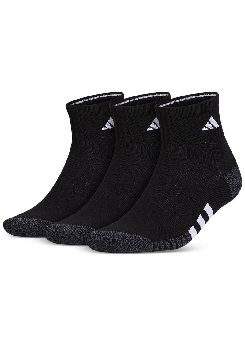 adidas Men's 3-pk. Cushioned Quarter Logo Socks - Black