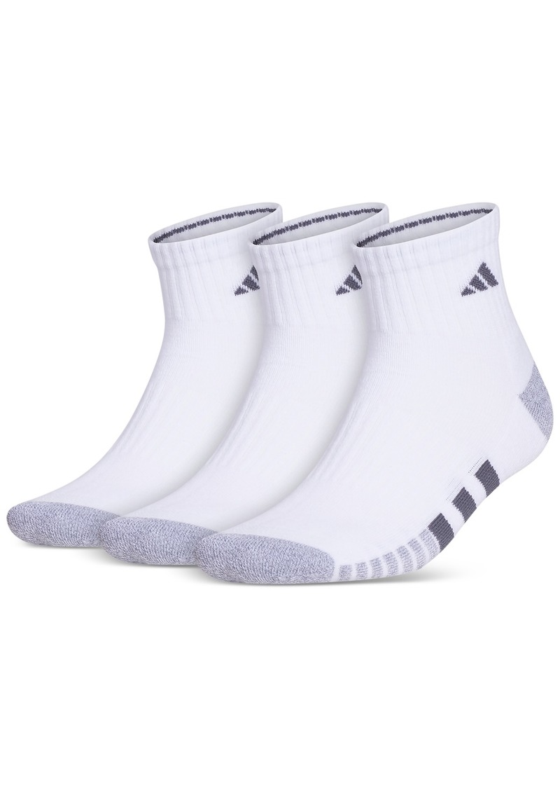 adidas Men's 3-pk. Cushioned Quarter Logo Socks - White