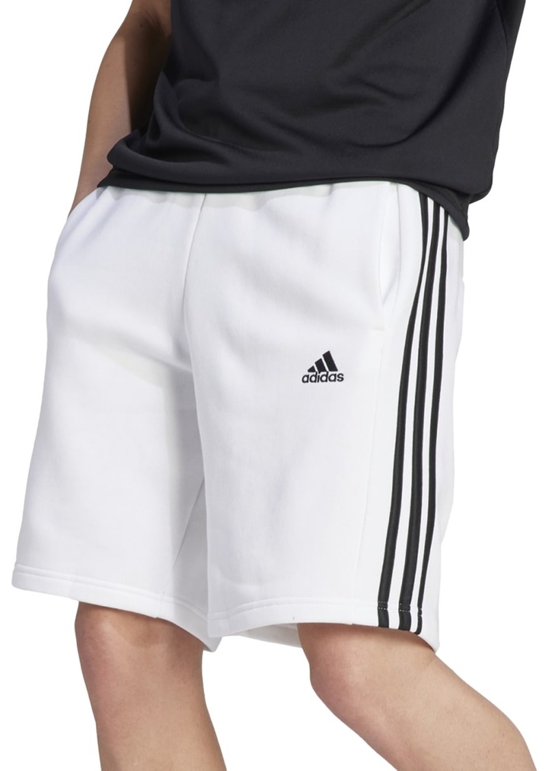 "adidas Men's 3-Stripes 10"" Fleece Shorts - White/blk"