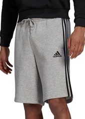 "adidas Men's 3-Stripes 10"" Fleece Shorts - Medium Grey Heather/ Black"