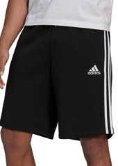 "adidas Men's 3-Stripes 10"" Fleece Shorts - Black/White"