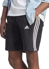 "adidas Men's 3-Stripes 10"" Fleece Shorts - Medium Grey Heather / white"