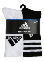 adidas Men's Athletic Cushioned Mixed Crew Socks - 6pk. - Black/vivid Red/white