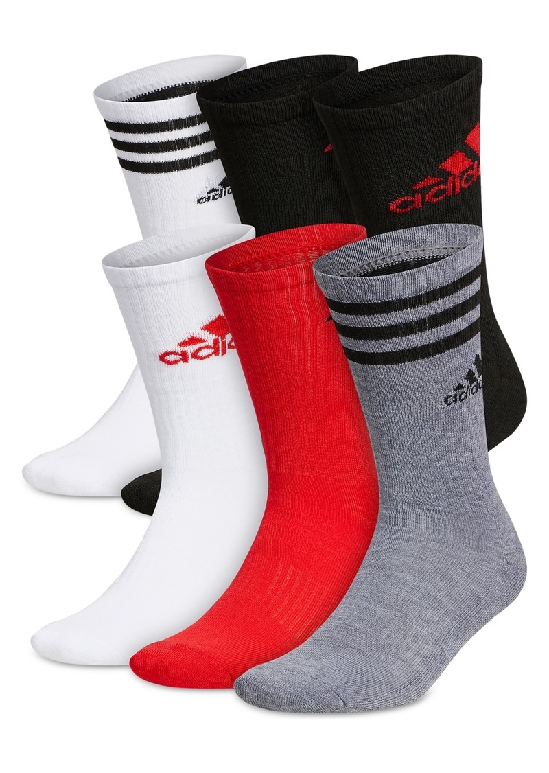 adidas Men's Athletic Cushioned Mixed Crew Socks - 6pk. - Black/vivid Red/white