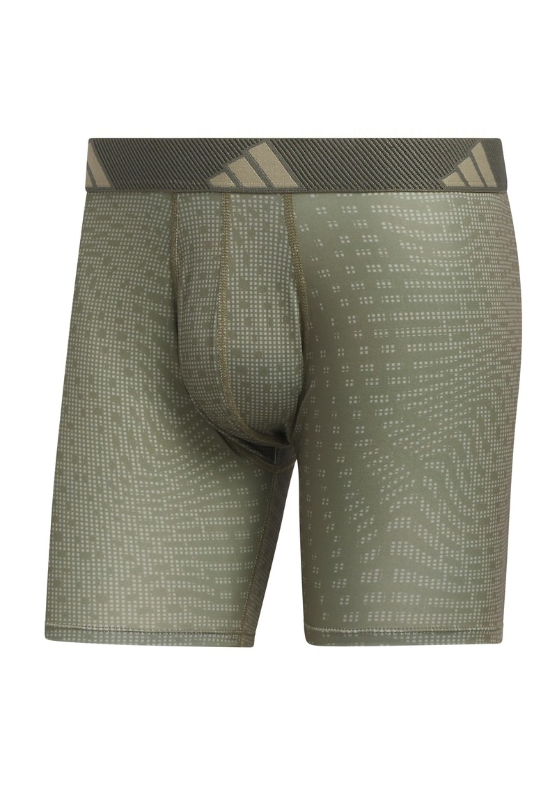 adidas Men's Athletic Fit Microfiber Boxer Brief Underwear (1-Pack) Accelerate Silver Pebble-Olive Strata/Shadow Olive Green/Silver Pebble Grey