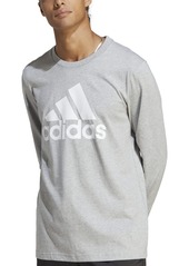 adidas Men's Basic Badge of Sport Long-Sleeve Crewneck T-Shirt - White/blk