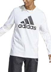 adidas Men's Basic Badge of Sport Long-Sleeve Crewneck T-Shirt - White/blk