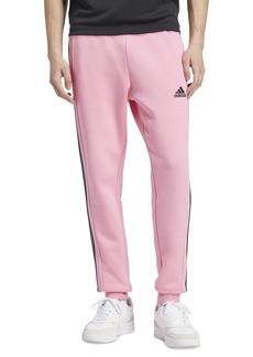 adidas Men's Essentials 3-Stripes Regular-Fit Fleece Joggers - Easy Pink / Blk