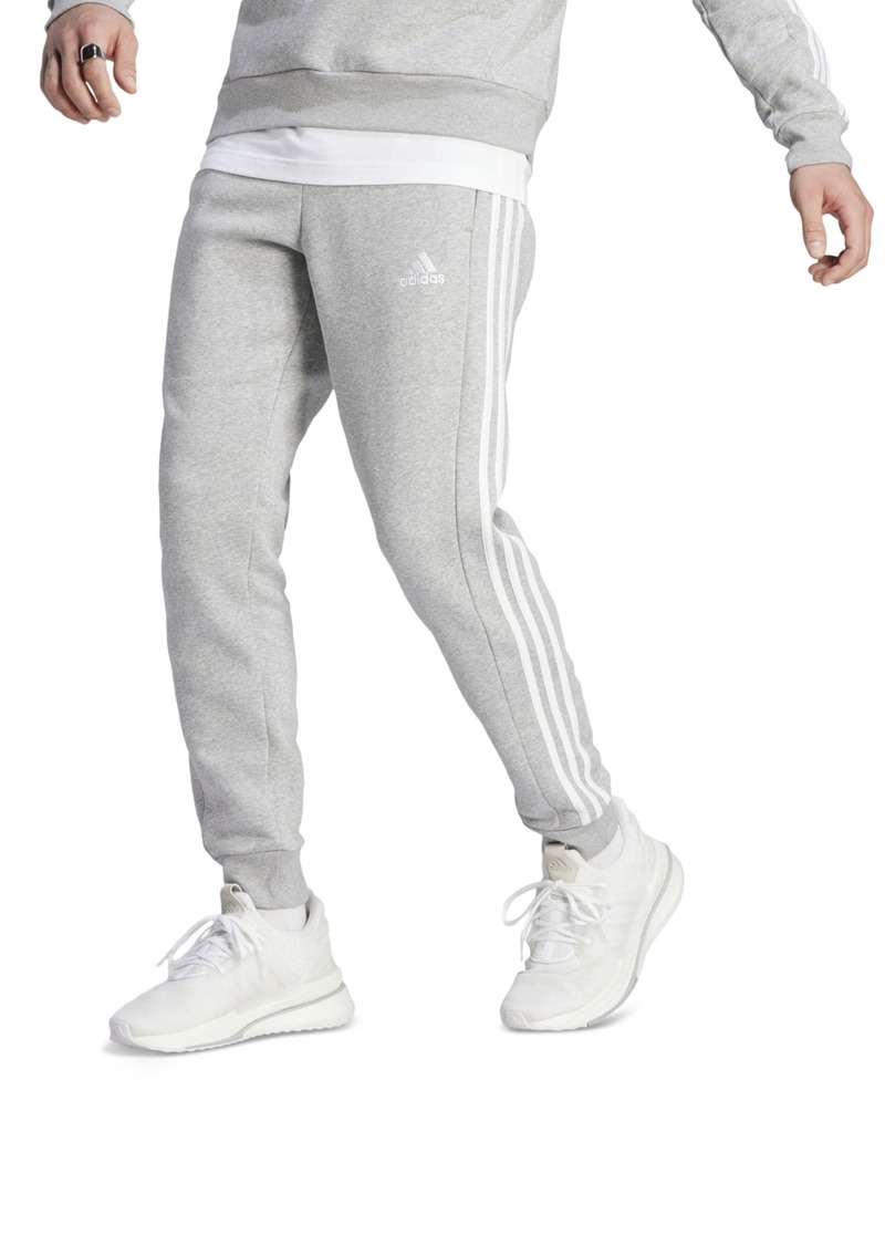 adidas Men's Essentials 3-Stripes Regular-Fit Fleece Joggers - Mgh/wht