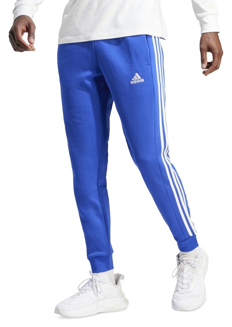 adidas Men's Essentials 3-Stripes Regular-Fit Fleece Joggers - Lucid Blue / Wht