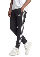 adidas Men's Essentials 3-Stripes Regular-Fit Fleece Joggers - White / Black