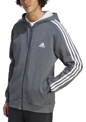 adidas Men's Essentials 3-Stripes Regular-Fit Full-Zip Fleece Hoodie, Regular & Big & Tall - Leg Ink/wht