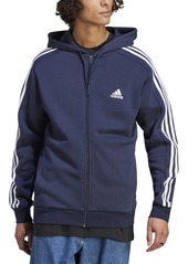 adidas Men's Essentials 3-Stripes Regular-Fit Full-Zip Fleece Hoodie, Regular & Big & Tall - Leg Ink/wht