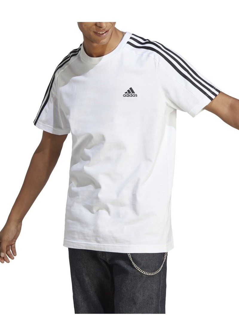 adidas Men's Essentials 3-Stripes Regular-Fit Logo Graphic T-Shirt - White / Black