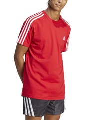 adidas Men's Essentials 3-Stripes Regular-Fit Logo Graphic T-Shirt - White / Black