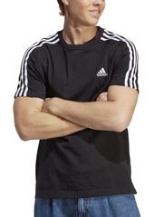 adidas Men's Essentials 3-Stripes Regular-Fit Logo Graphic T-Shirt - Black / Wht