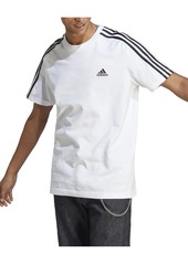 adidas Men's Essentials 3-Stripes Regular-Fit Logo Graphic T-Shirt - White / Black
