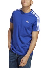 adidas Men's Essentials 3-Stripes Regular-Fit Logo Graphic T-Shirt - Mgh / Wht