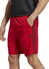 "adidas Men's Train Essentials Classic-Fit Aeroready 3-Stripes 10"" Training Shorts - Btr Scarlet / Blk"