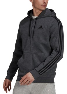 adidas Men's Essentials Full-Zip Hoodie - Dark Grey Heather/Black