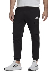 adidas Men's Essentials Regular Tapered-Fit Fleece Cargo Joggers - Black