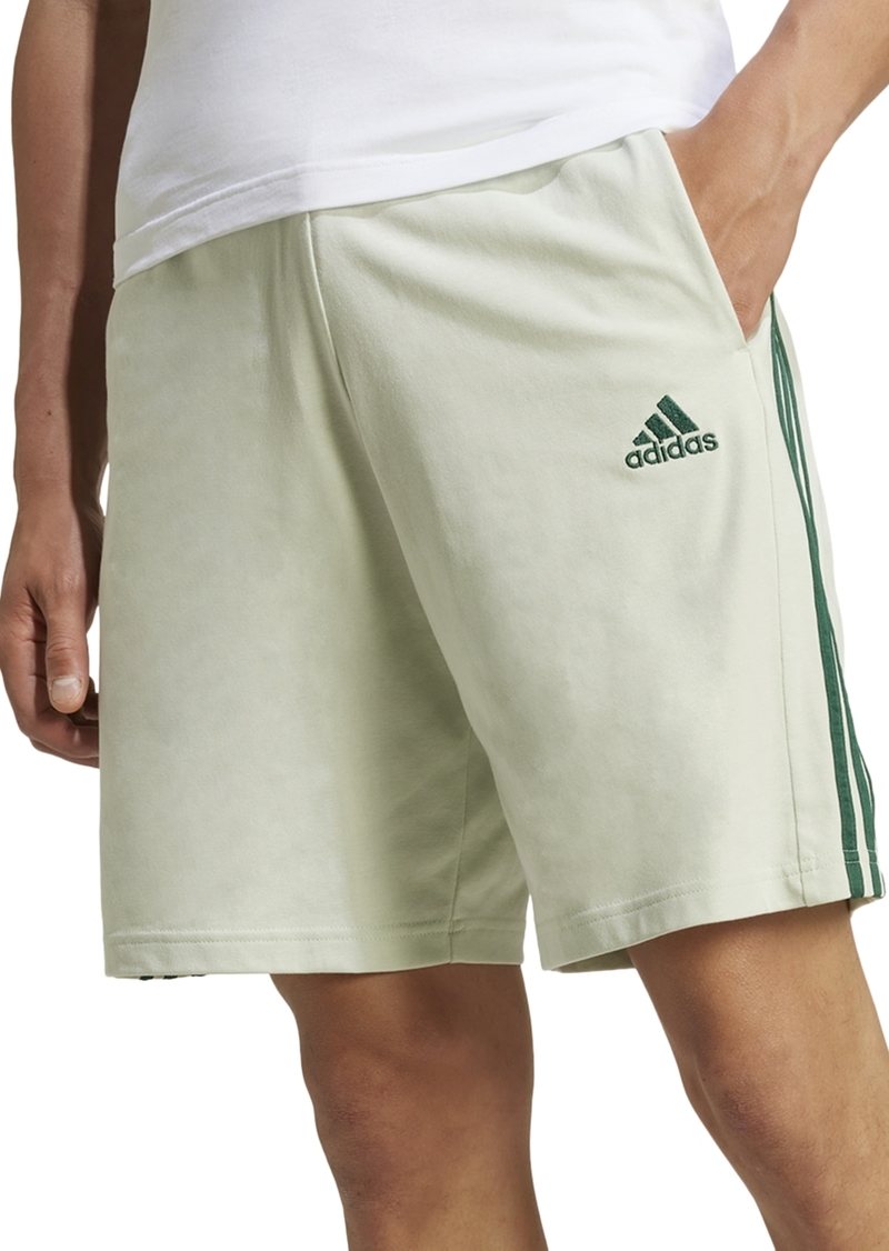 "adidas Men's Essentials Single Jersey 3-Stripes 10"" Shorts - Linen Grn/grn"