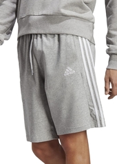 "adidas Men's Essentials Single Jersey 3-Stripes 10"" Shorts - Dark grey heather/white"