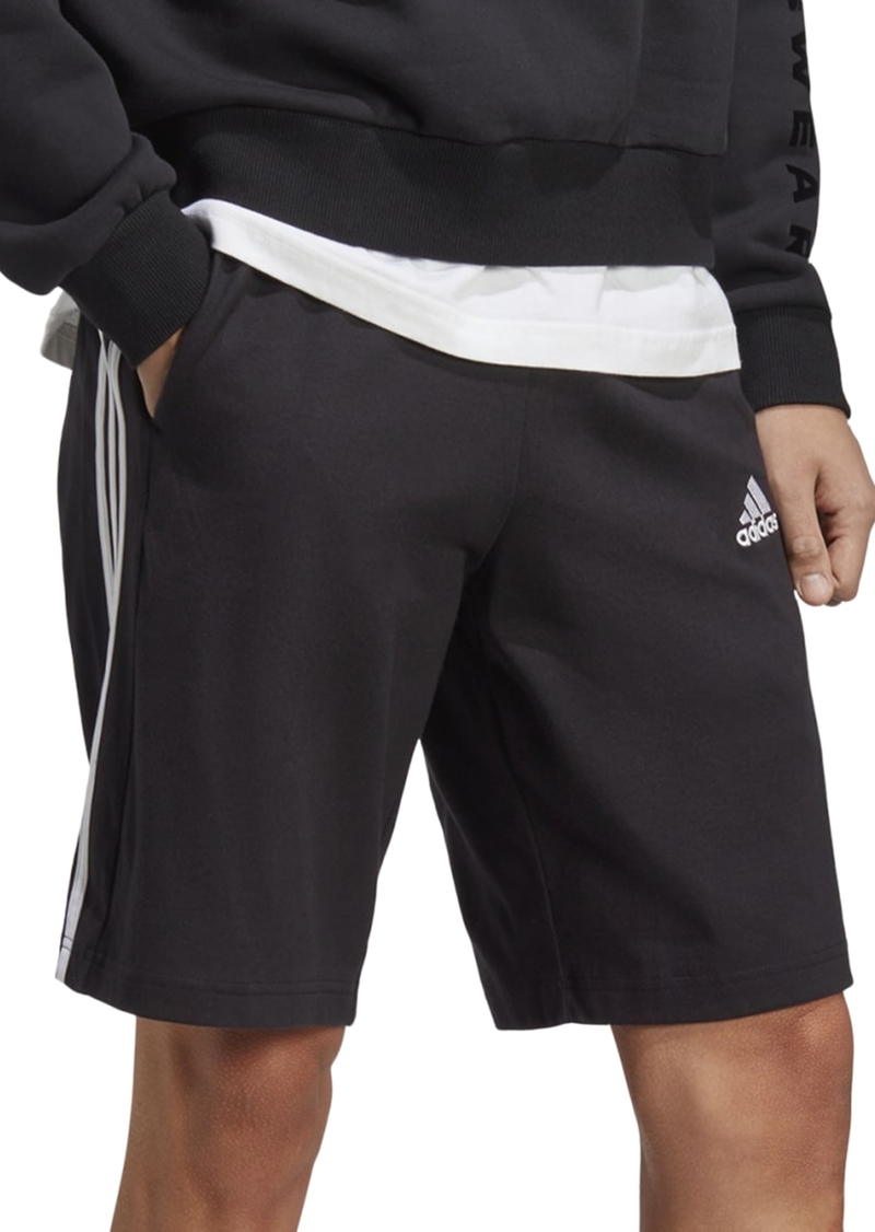 "adidas Men's Essentials Single Jersey 3-Stripes 10"" Shorts - Black/White"