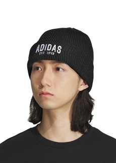 adidas Men's Foundation Embroidered Logo Ribbed-Knit Beanie - Black