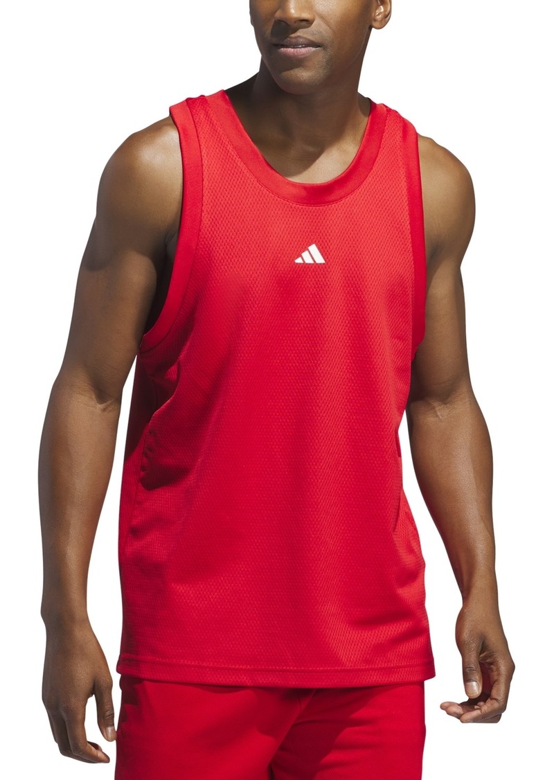 adidas Men's Legends Sleeveless 3-Stripes Logo Basketball Tank - Scarlet