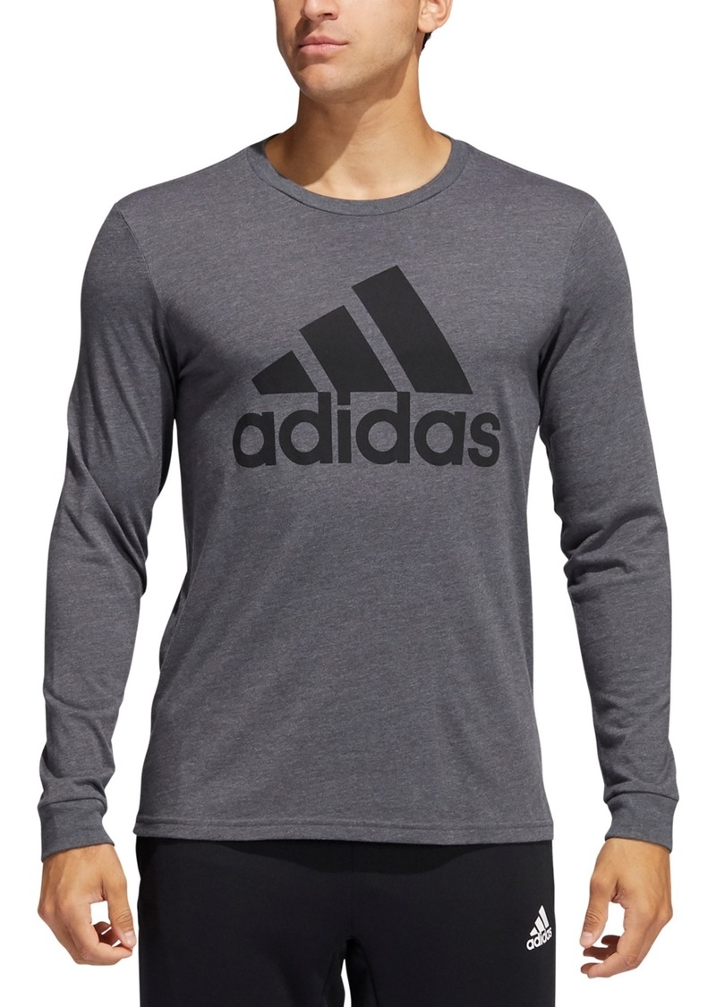 adidas Men's Logo Long-Sleeve T-Shirt - Dark Grey Heather