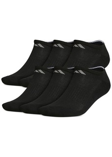 adidas Men's No-Show Athletic Extended Size Socks, 6 Pack - Black