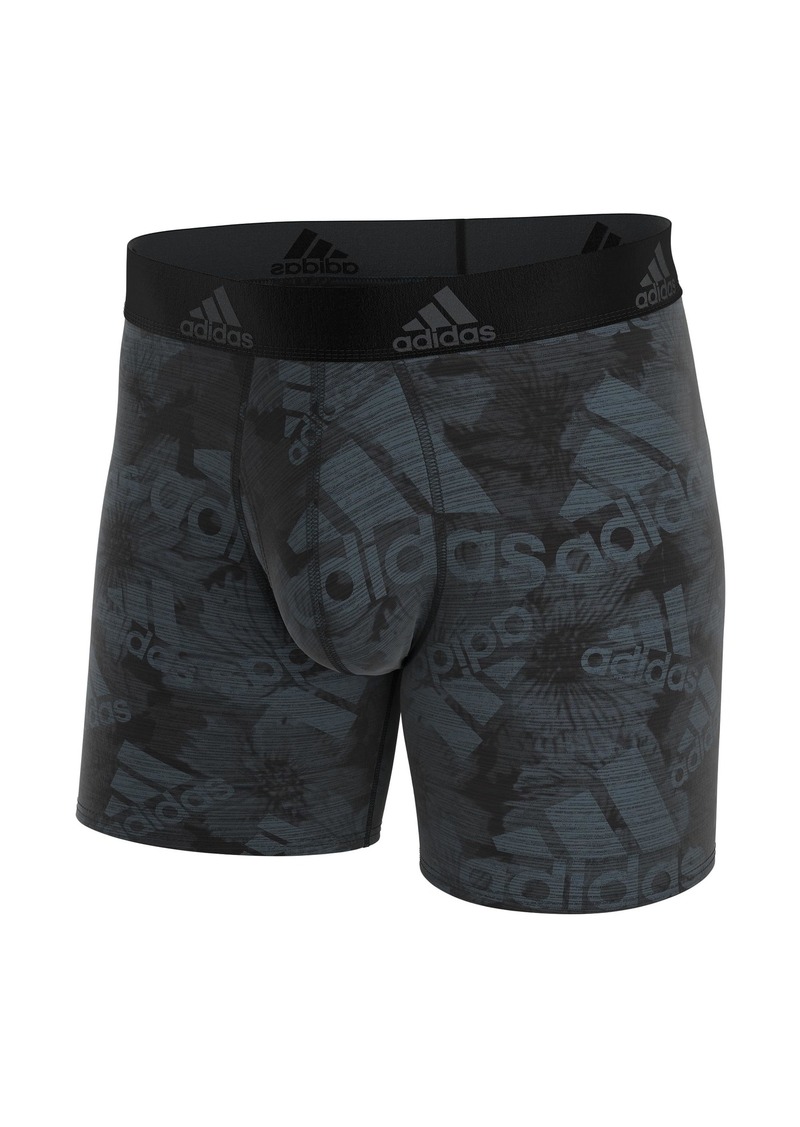 adidas Men's Performance Boxer Brief Underwear (1 Pack) BOS Floral Black-Carbon/Black/Onix Grey