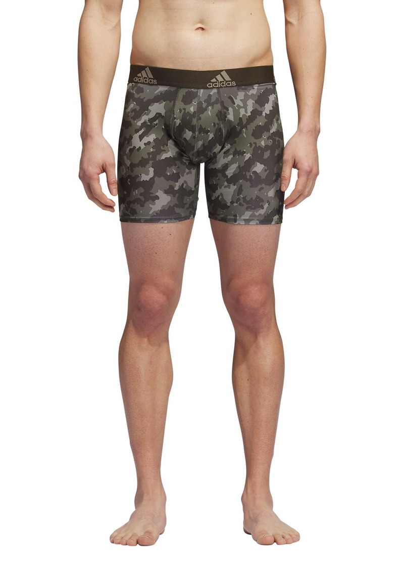 adidas Men's Performance Boxer Brief Underwear (1 Pack) Elements Camo Olive Strata-Shadow Olive/Shadow Olive Green/Silver Pebble Grey