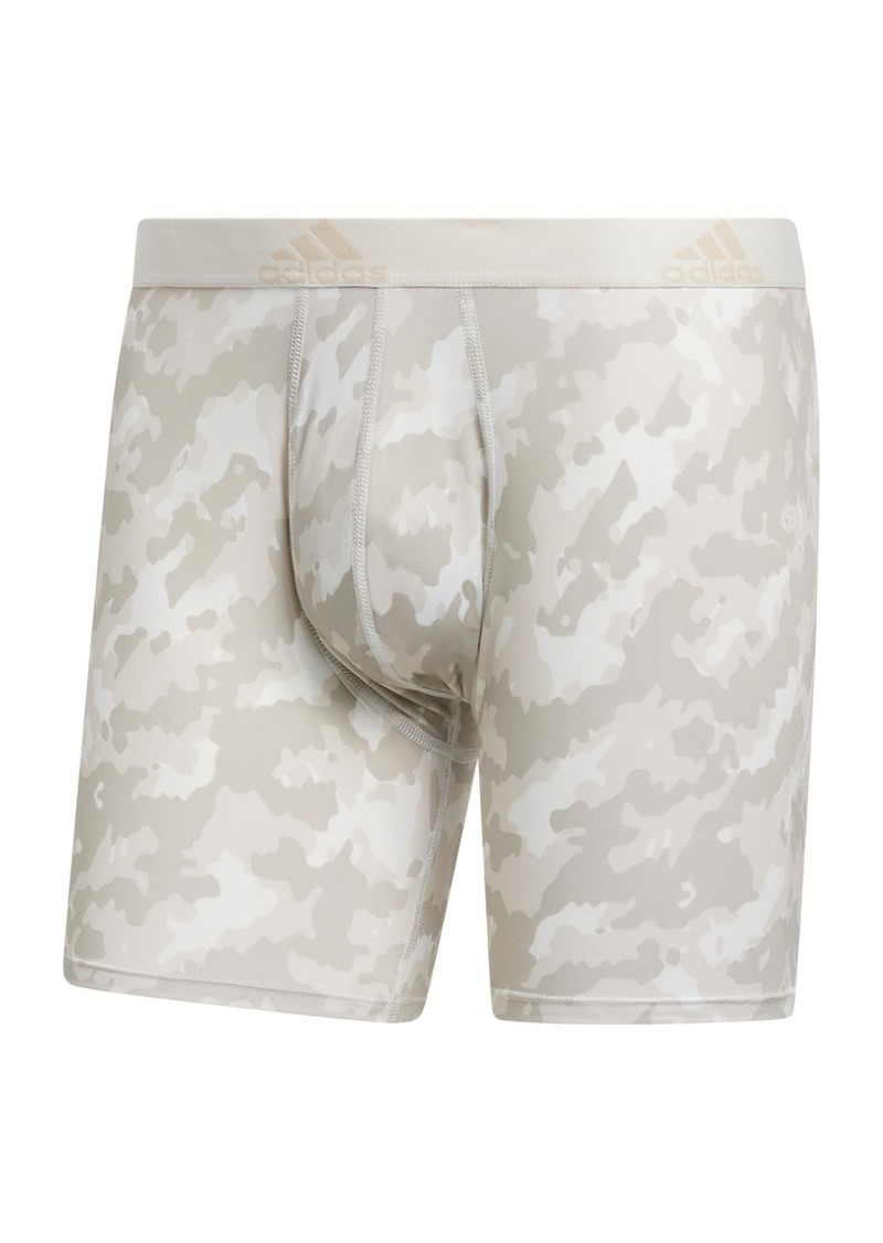 adidas Men's Performance Boxer Brief Underwear (1 Pack) Elements Camo Putty Grey-Alumina-Off White/Off White/Putty Grey