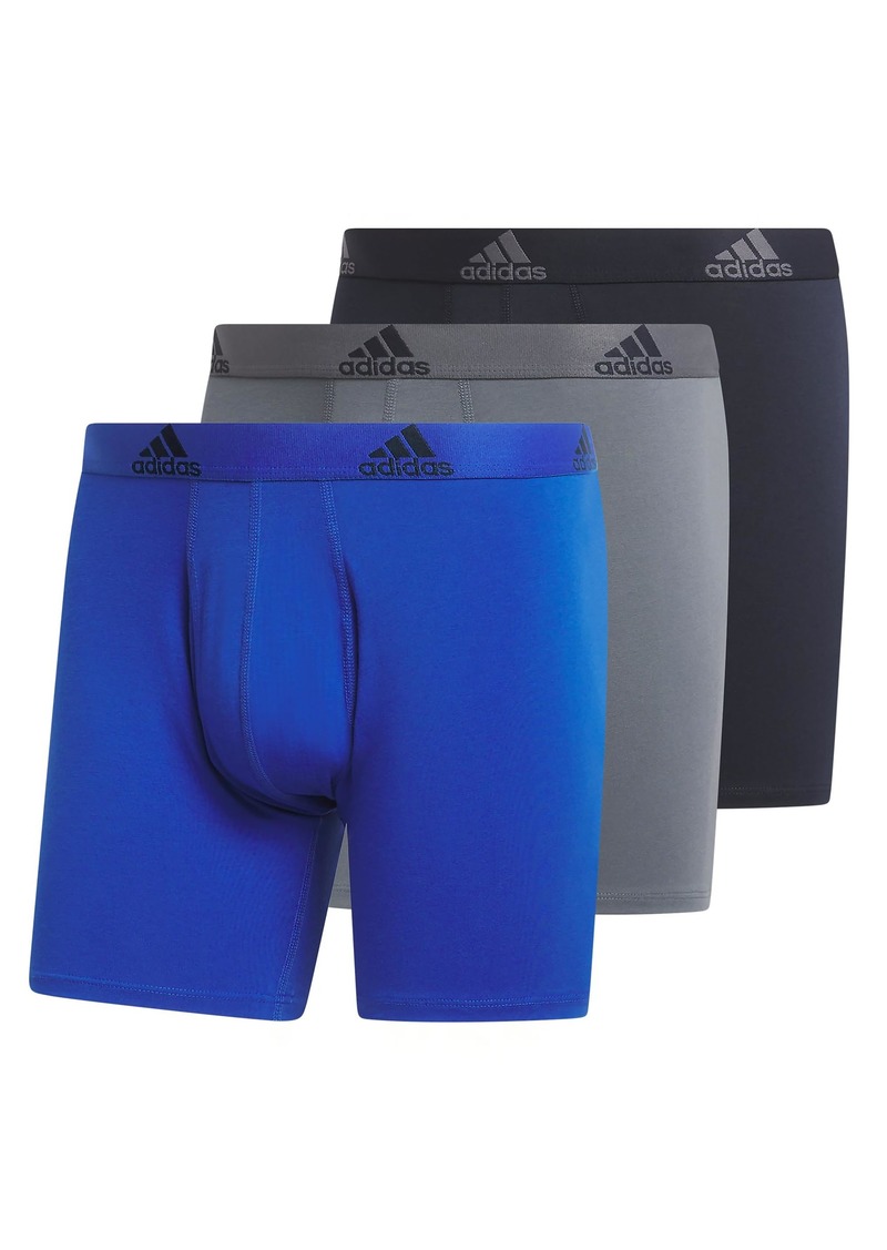 adidas Men's Performance Stretch Cotton Boxer Brief Underwear (3-Pack) Designed for Active Comfort and All Day wear