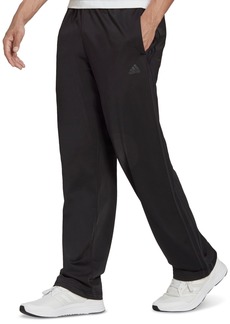 adidas Men's Primegreen Essentials Warm-Up Open Hem 3-Stripes Track Pants - Black/Black