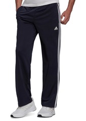 adidas Men's Primegreen Essentials Warm-Up Open Hem 3-Stripes Track Pants - Black/Scarlet