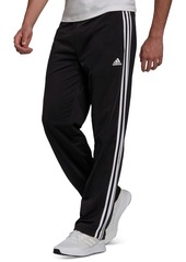 adidas Men's Primegreen Essentials Warm-Up Open Hem 3-Stripes Track Pants - Black/White