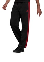 adidas Men's Primegreen Essentials Warm-Up Open Hem 3-Stripes Track Pants - Black/Scarlet