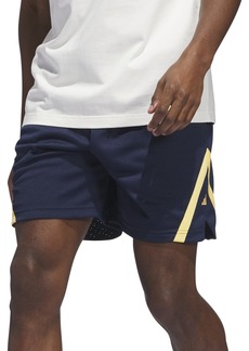 Adidas Men's Select Baller Stripe Shorts - Indigo / Orange Spark