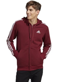 adidas Men's Size Essentials Fleece 3-Stripes Full-Zip Hoodie  Medium/Tall