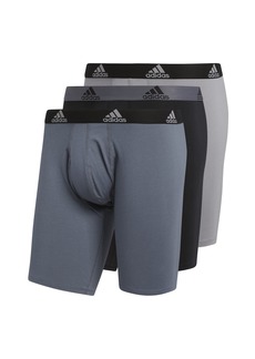 adidas Men's Stretch Cotton Long Boxer Brief Underwear (3-Pack) -Older Model