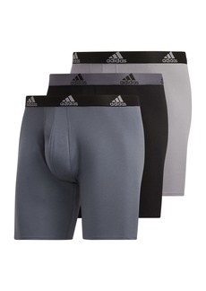 adidas Men's Stretch Cotton Long Boxer Brief Underwear (3-Pack)